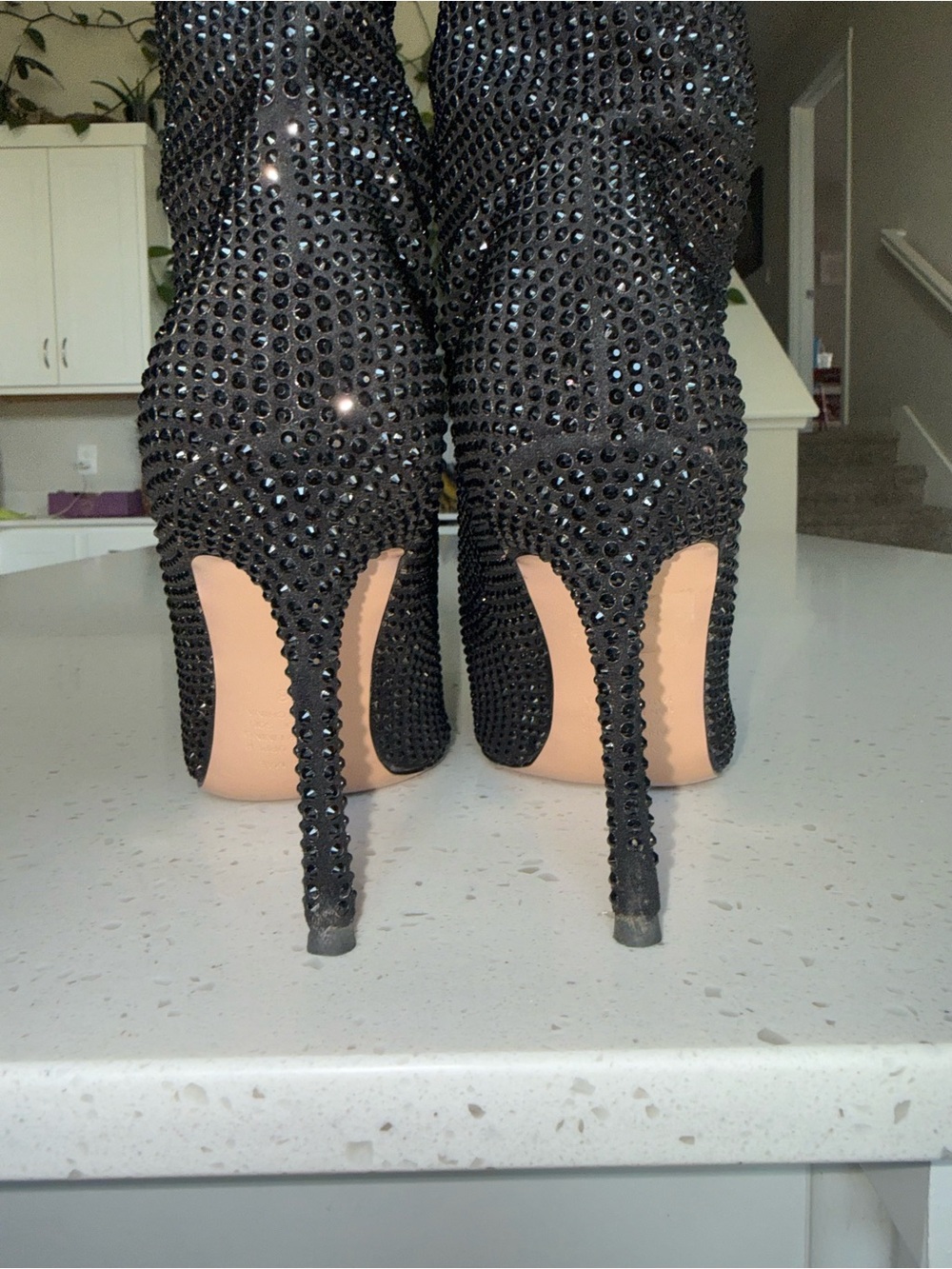 Alias Mae Black Sparkle Knee-High Stiletto Boots - Picture 8 of 11